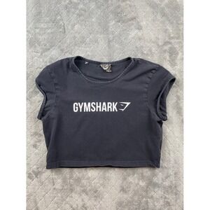Gymshark‎ Black Cropped T Shirt Womens Size Medium Gym Workout Athletic